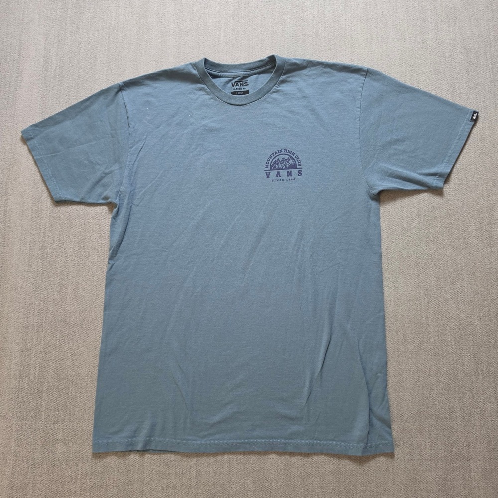 Vans T-Shirt Mens Large Blue Mountain High Club Graphic Short Sleeve Tee